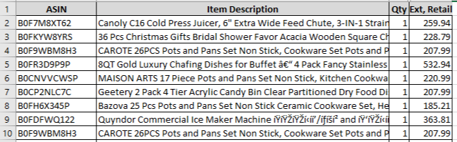 Amazon Manifested Pallet $1191
