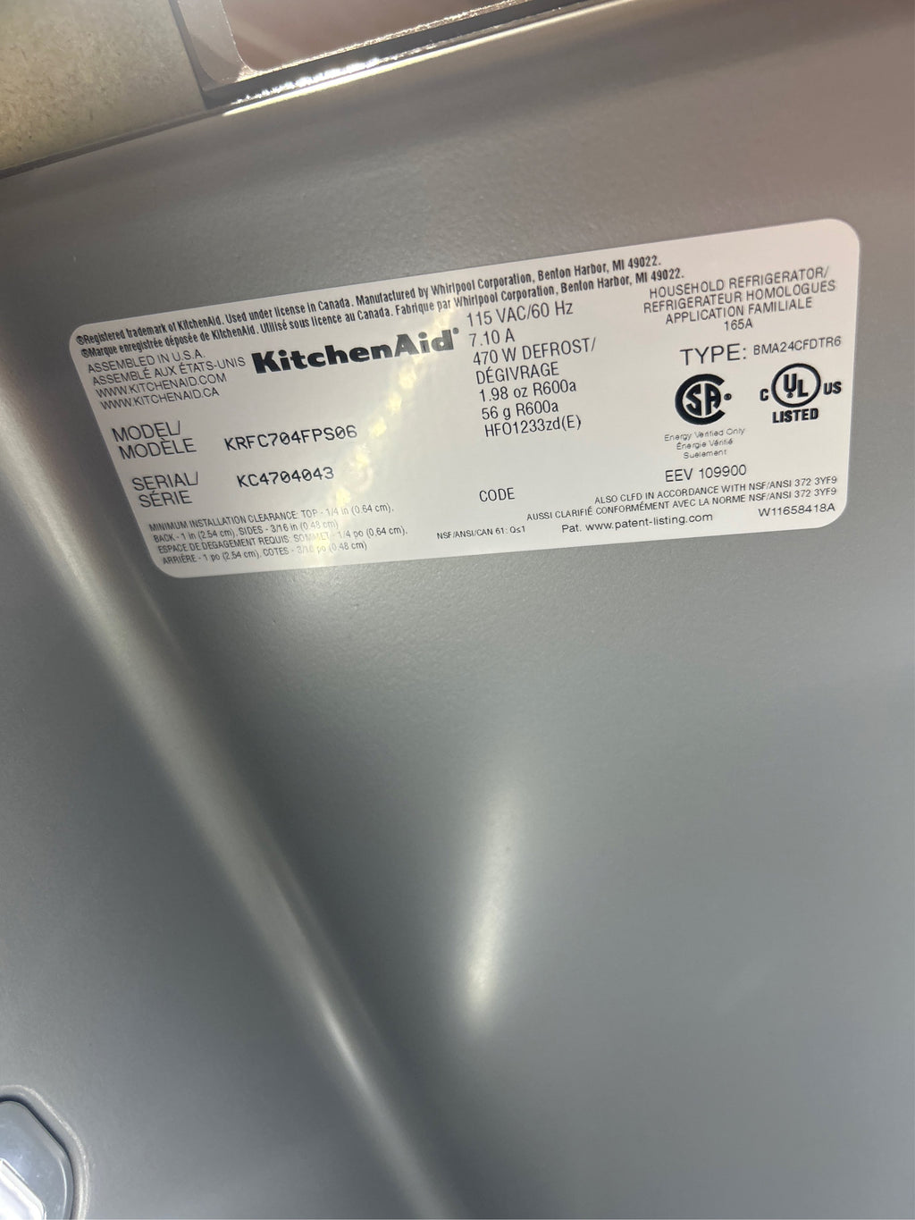 SALE! KitchenAid 23.8 Cu Ft Counter-depth French Door Fr