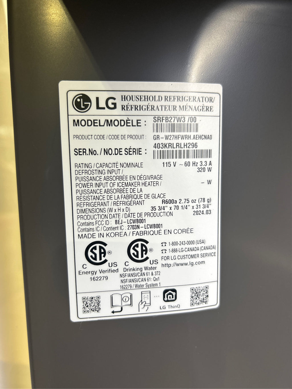 SALE! LG STUDIO 27 cu. ft. Smart Refrigerator