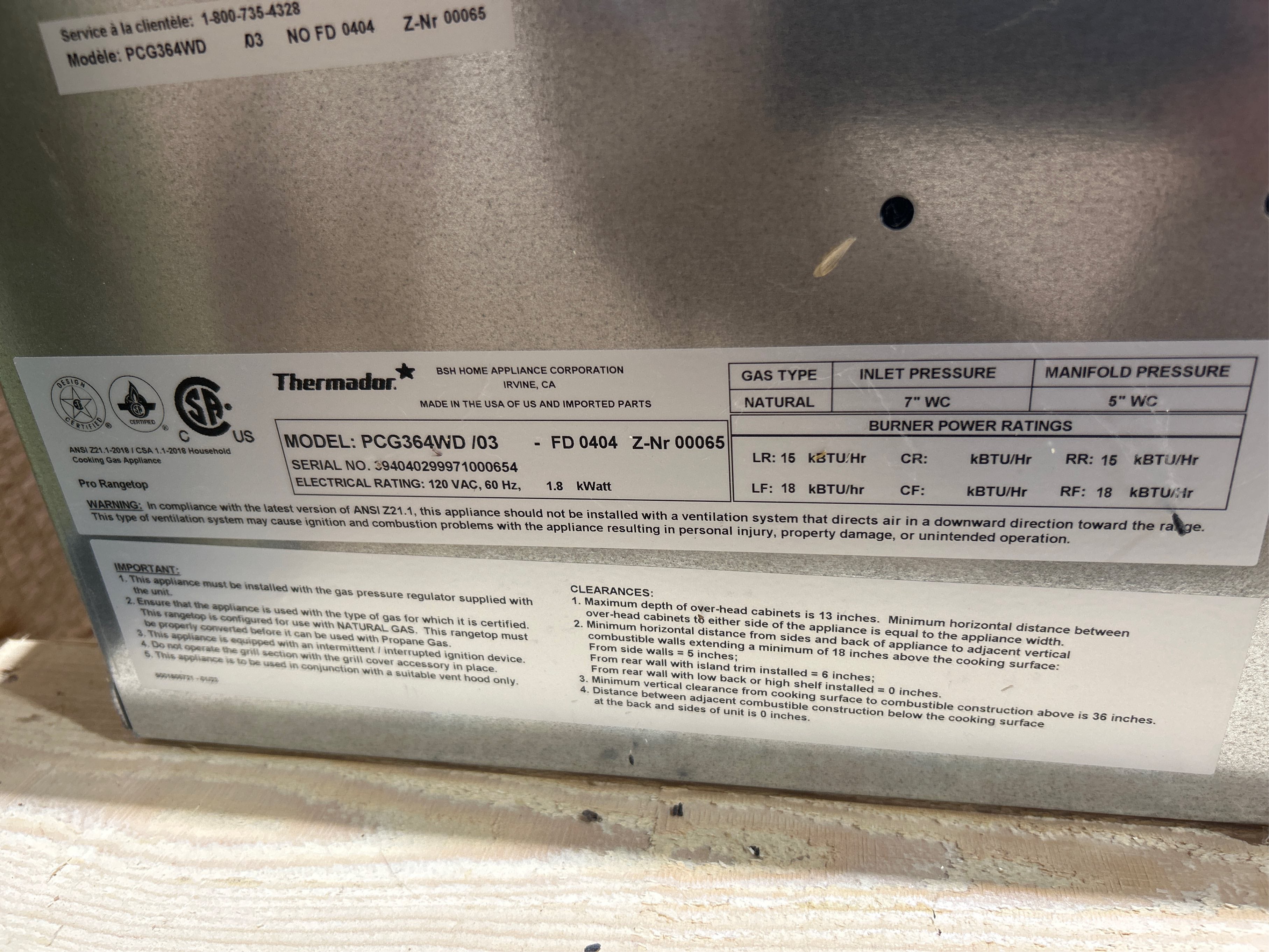 SALE! Thermador Professional Series 36 in. Gas Cooktop (